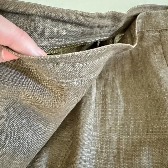Vintage Robyn Meredith Taupe Tan Rustic Butchers Linen Knit Flutter Skirt, sz. M - Picture 11 of 17